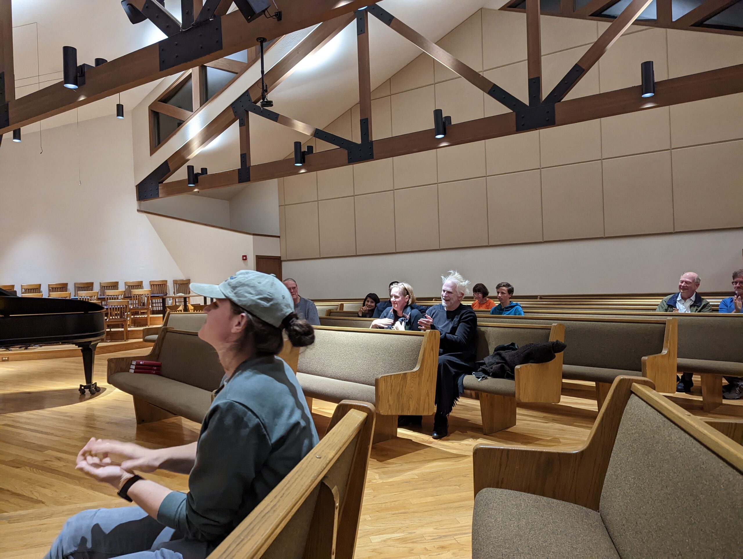 Church with people sitting in pews