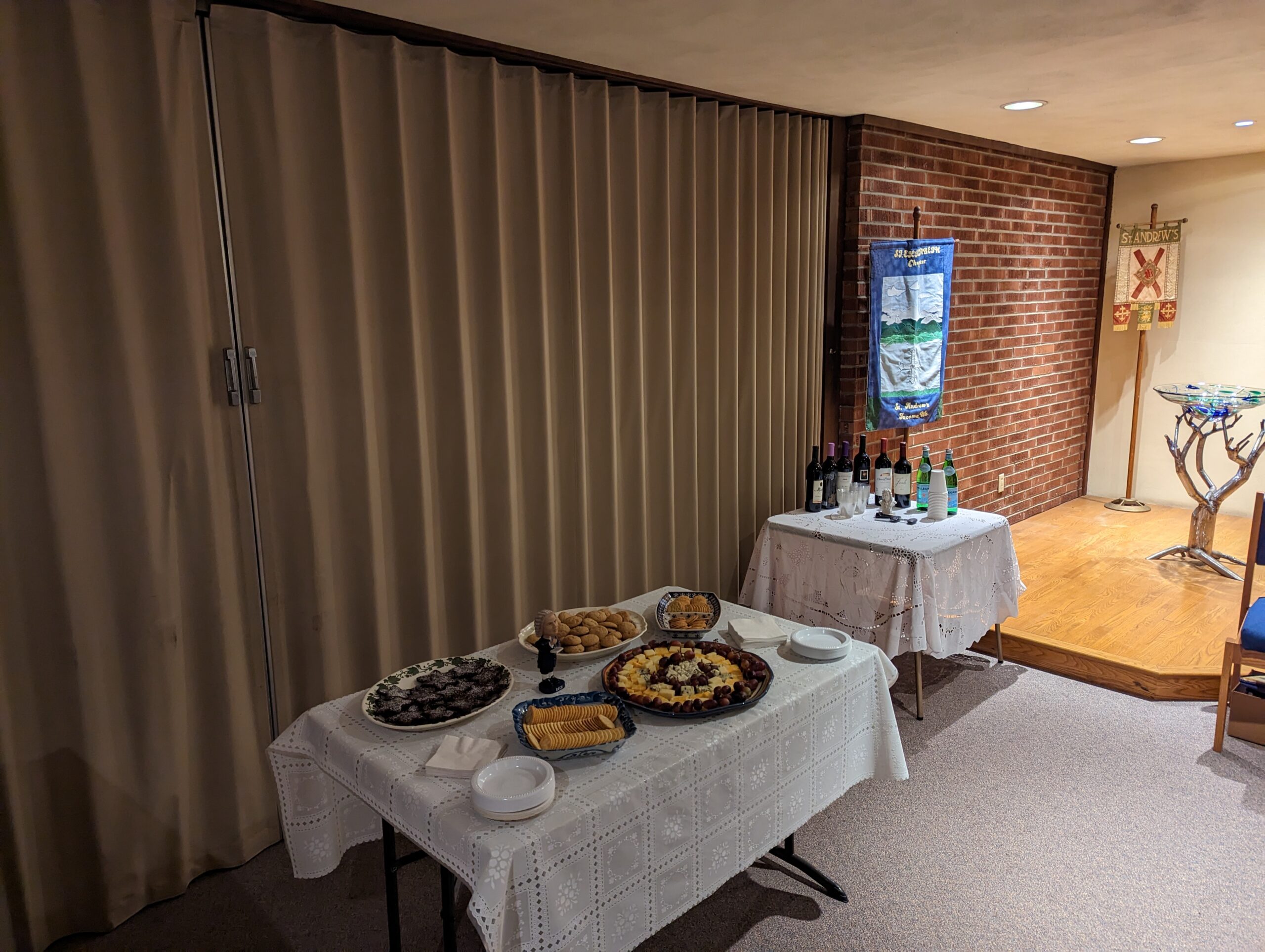 tables of food and wine